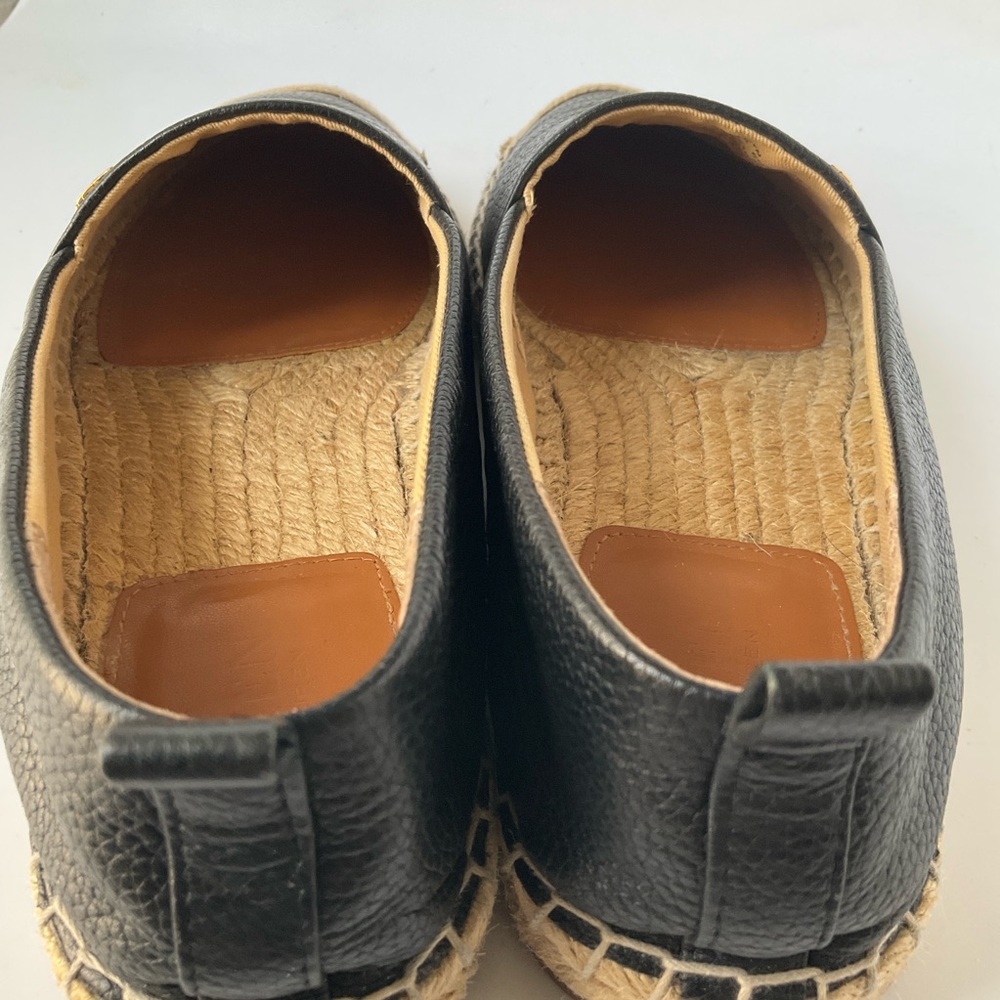 Lauren Ralph Lauren Cameryn 7 Black Leather Espadrille with Natural Jute Toe - Picture 8 of 12